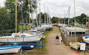 Andy's main riverside yard with a host of boats always on display